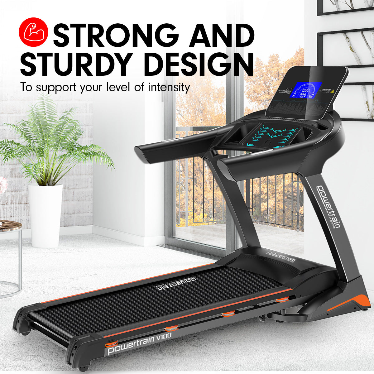 Powertrain V100 Foldable Treadmill Auto Incline Home Gym Cardio Powertrain