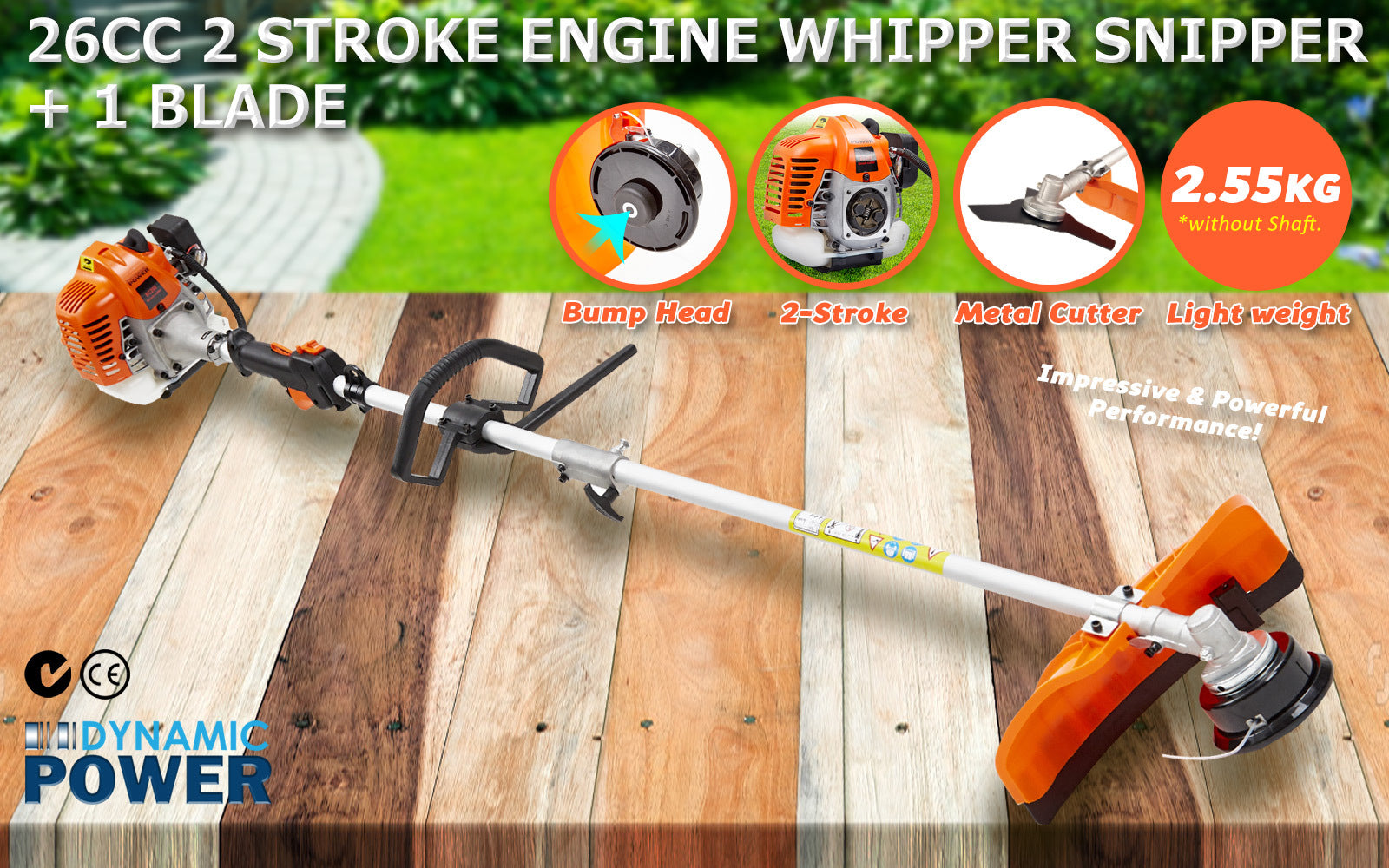 Dynamic Power Garden Whipper Snipper Brush Cutter 26cc with 1 Blade Does not apply