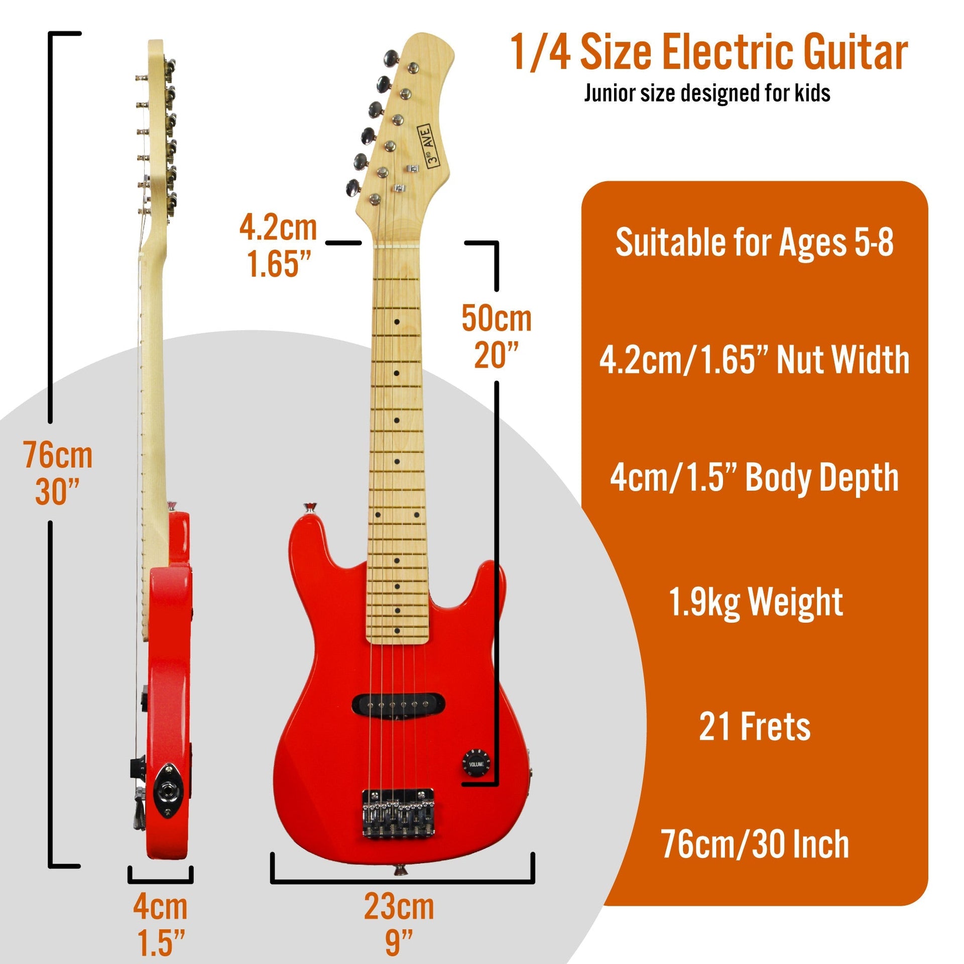 3rd Avenue Junior Electric Guitar Pack - Red Does not apply
