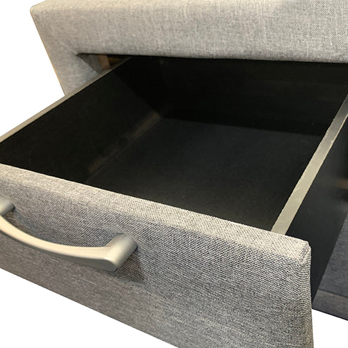 Bedside Table 2 drawers Night Stand Upholstery Fabric Storage in Light Grey Colour freeshipping - Awezingly