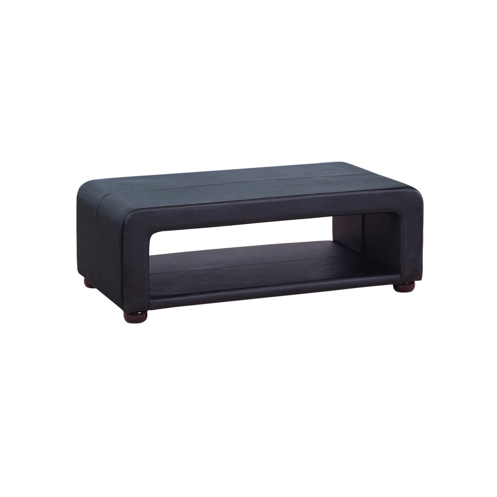 Coffee Table Upholstered PU Leather in Black Colour with open storage Does not apply
