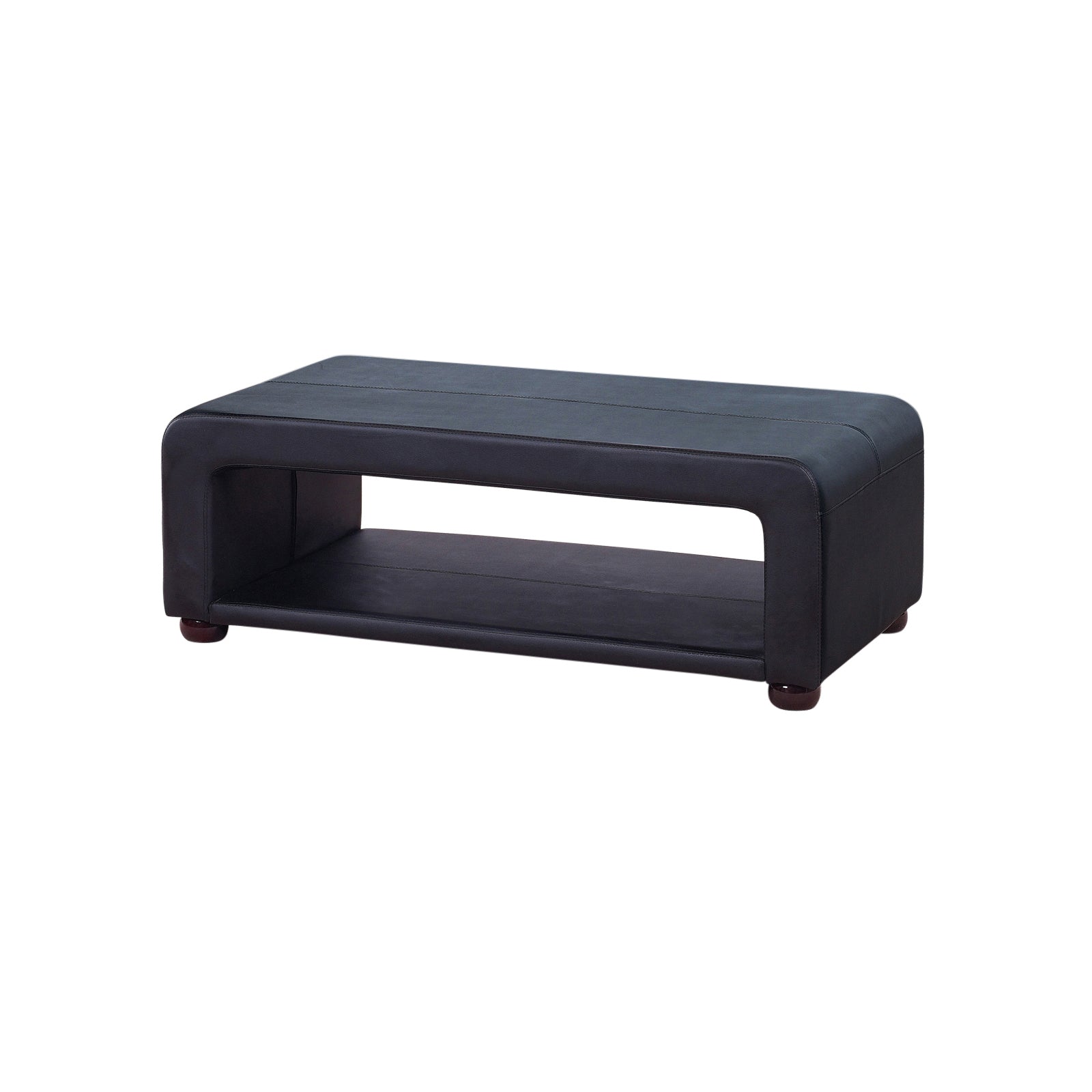 Coffee Table Upholstered PU Leather in Black Colour with open storage Does not apply