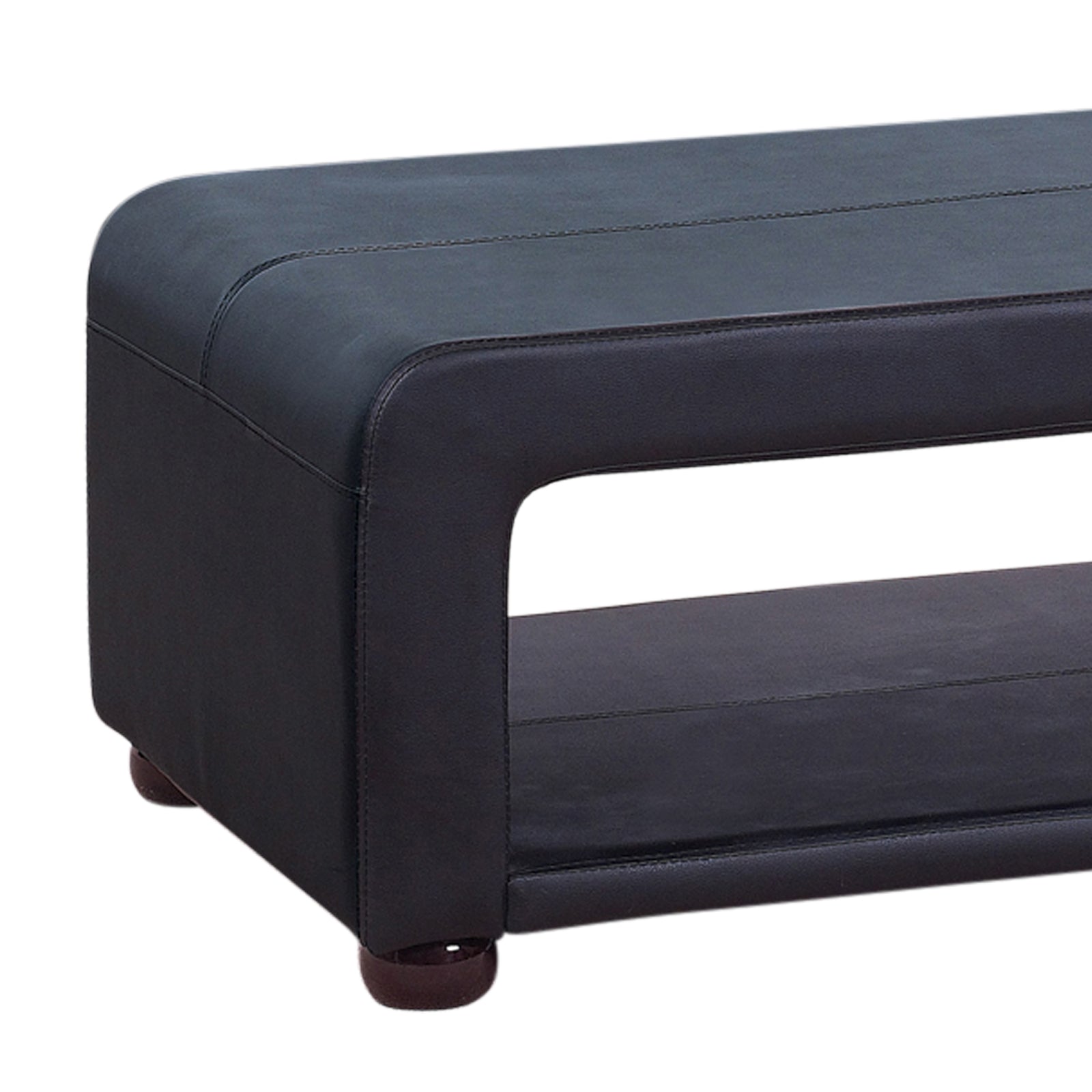 Coffee Table Upholstered PU Leather in Black Colour with open storage Does not apply