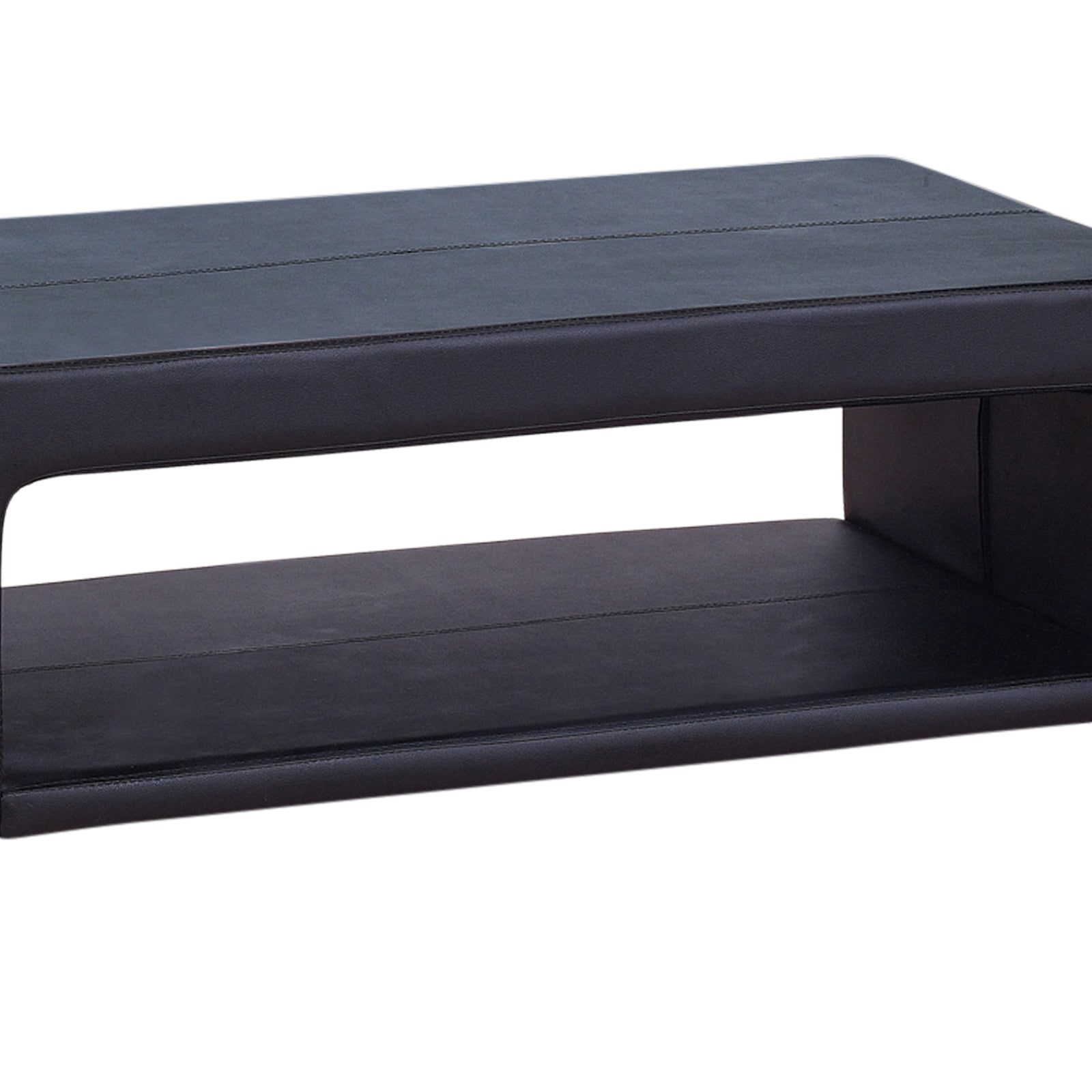 Coffee Table Upholstered PU Leather in Black Colour with open storage Does not apply