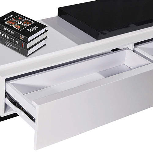 TV Cabinet with 2 Storage Drawers With High Glossy Assembled Entertainment Unit in Black & White colour freeshipping - Awezingly