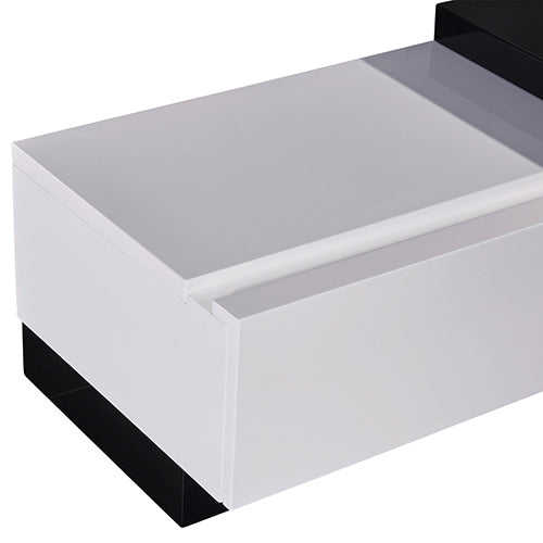 TV Cabinet with 2 Storage Drawers With High Glossy Assembled Entertainment Unit in Black & White colour freeshipping - Awezingly