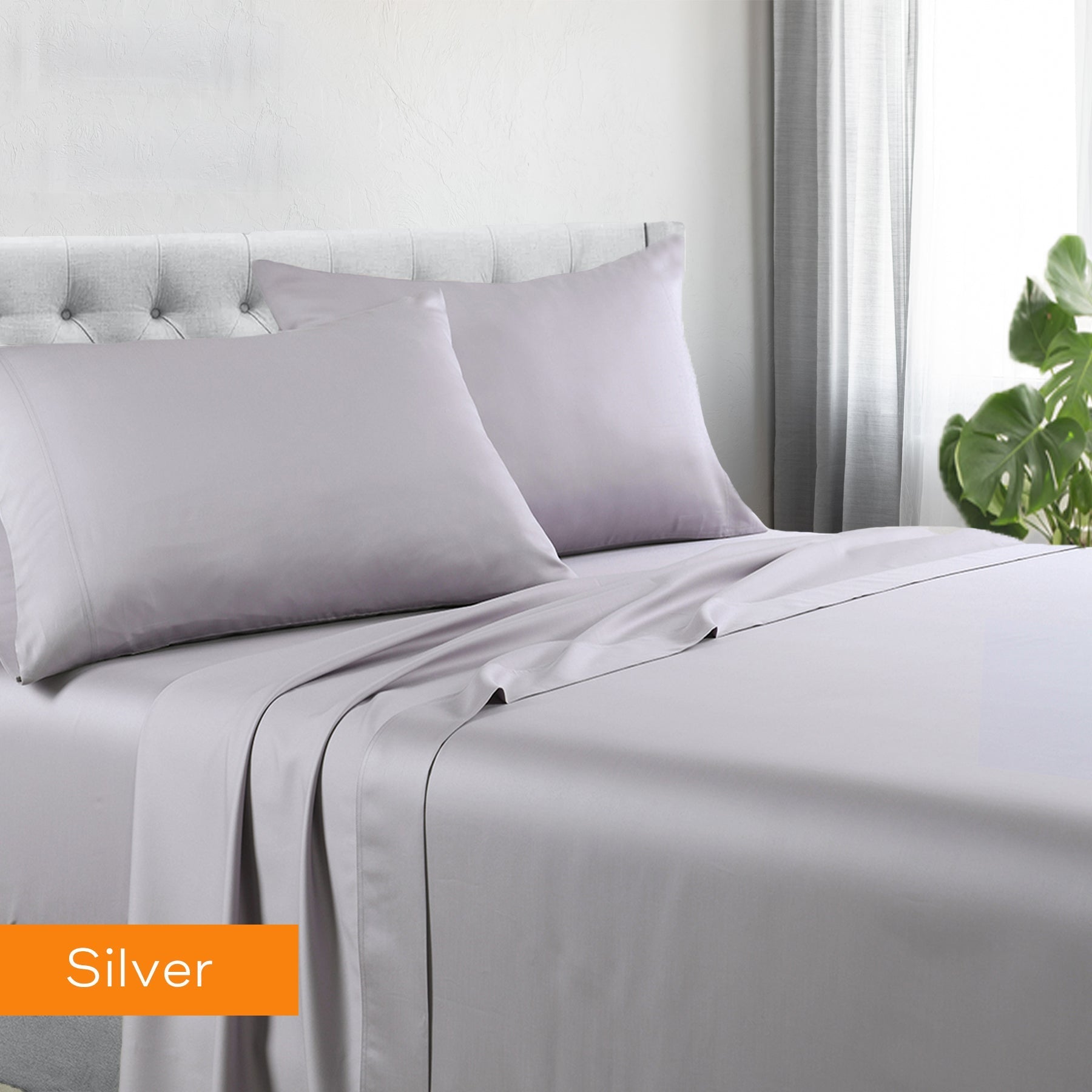 1200tc hotel quality cotton rich sheet set double silver Does not apply