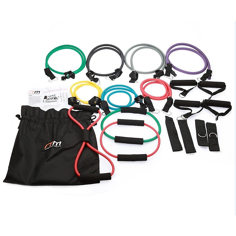19PC Resistance Exercise Fitness Bands Tubes Kit Yoga Set Does not apply