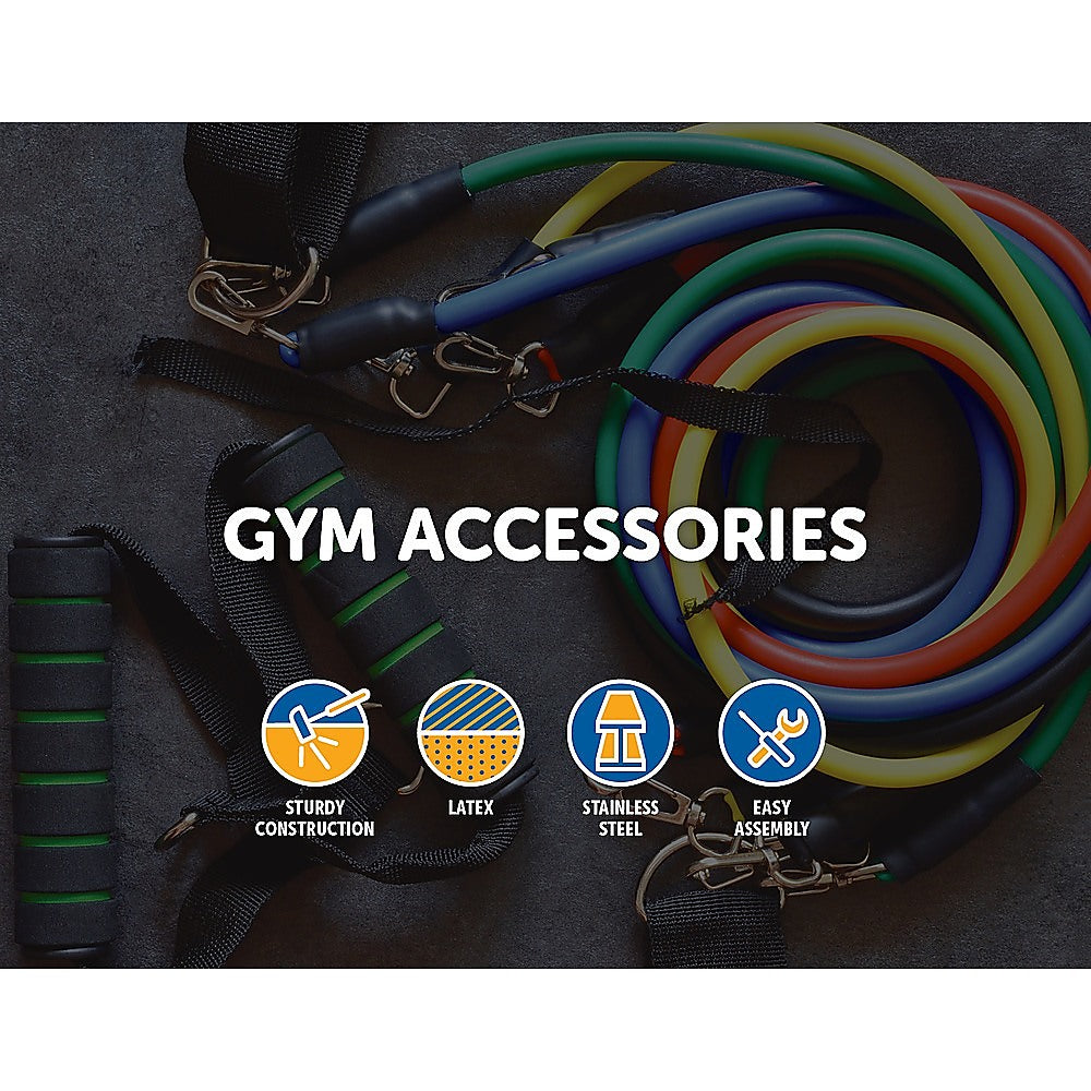 19PC Resistance Exercise Fitness Bands Tubes Kit Yoga Set Does not apply