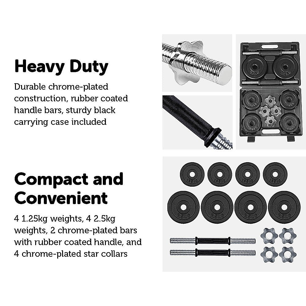 20kg Black Dumbbell Set with Carrying Case Does not apply