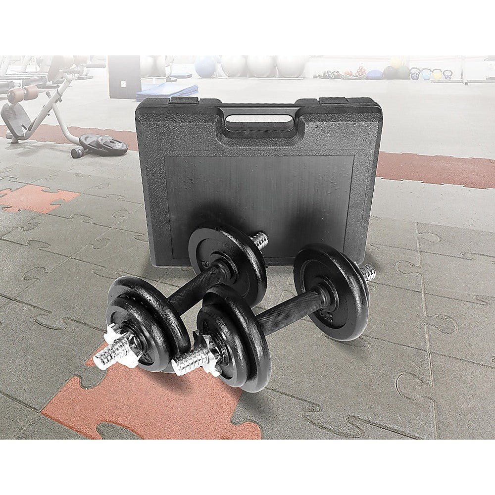20kg Black Dumbbell Set with Carrying Case Does not apply