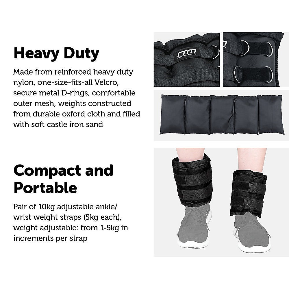 10kg Adjustable Ankle/Wrist Weight Straps Does not apply