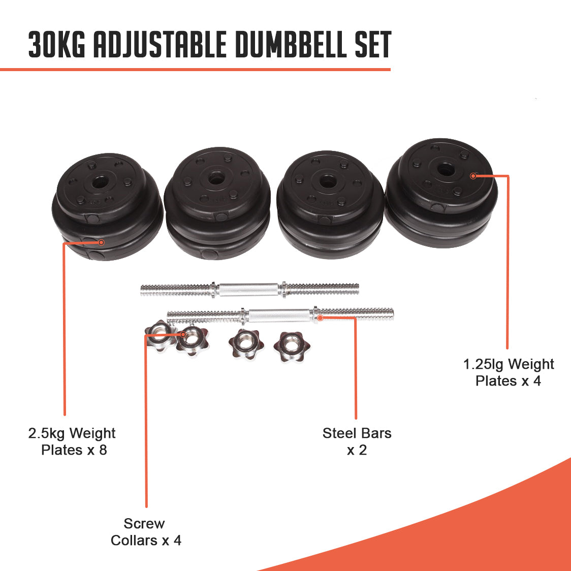 30KG Adjustable Dumbbell Set Does not apply