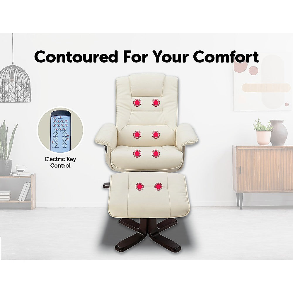 PU Leather Massage Chair Recliner Ottoman Lounge Remote Does not apply