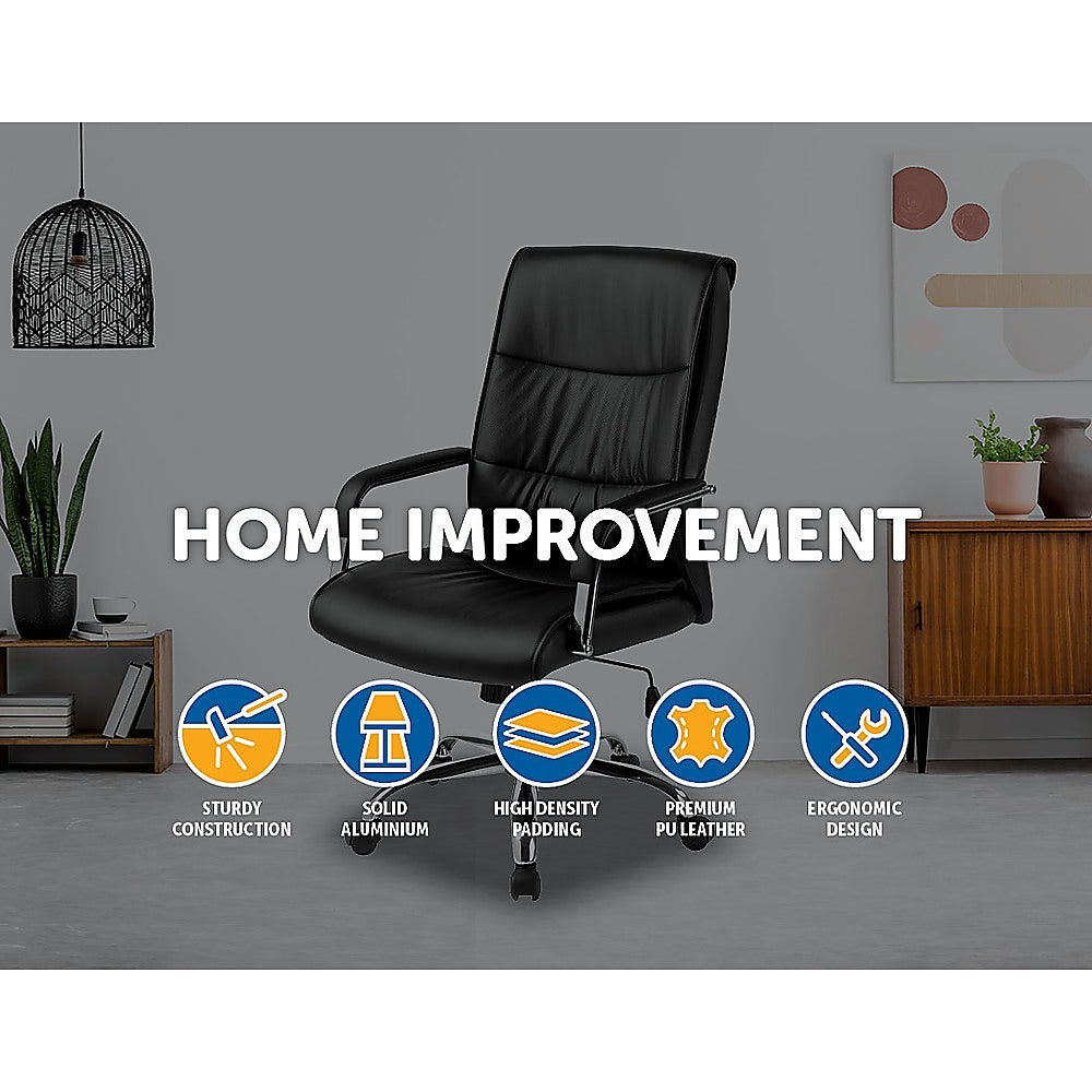 PU Leather Office Chair Executive Padded Black Does not apply