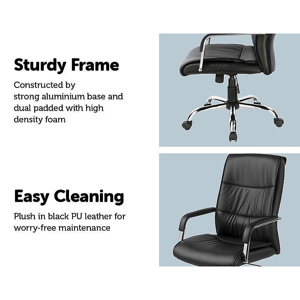 PU Leather Office Chair Executive Padded Black Does not apply
