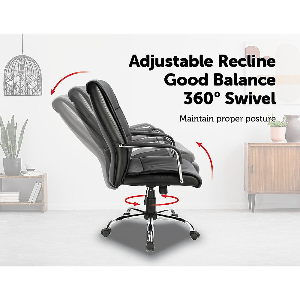 PU Leather Office Chair Executive Padded Black Does not apply