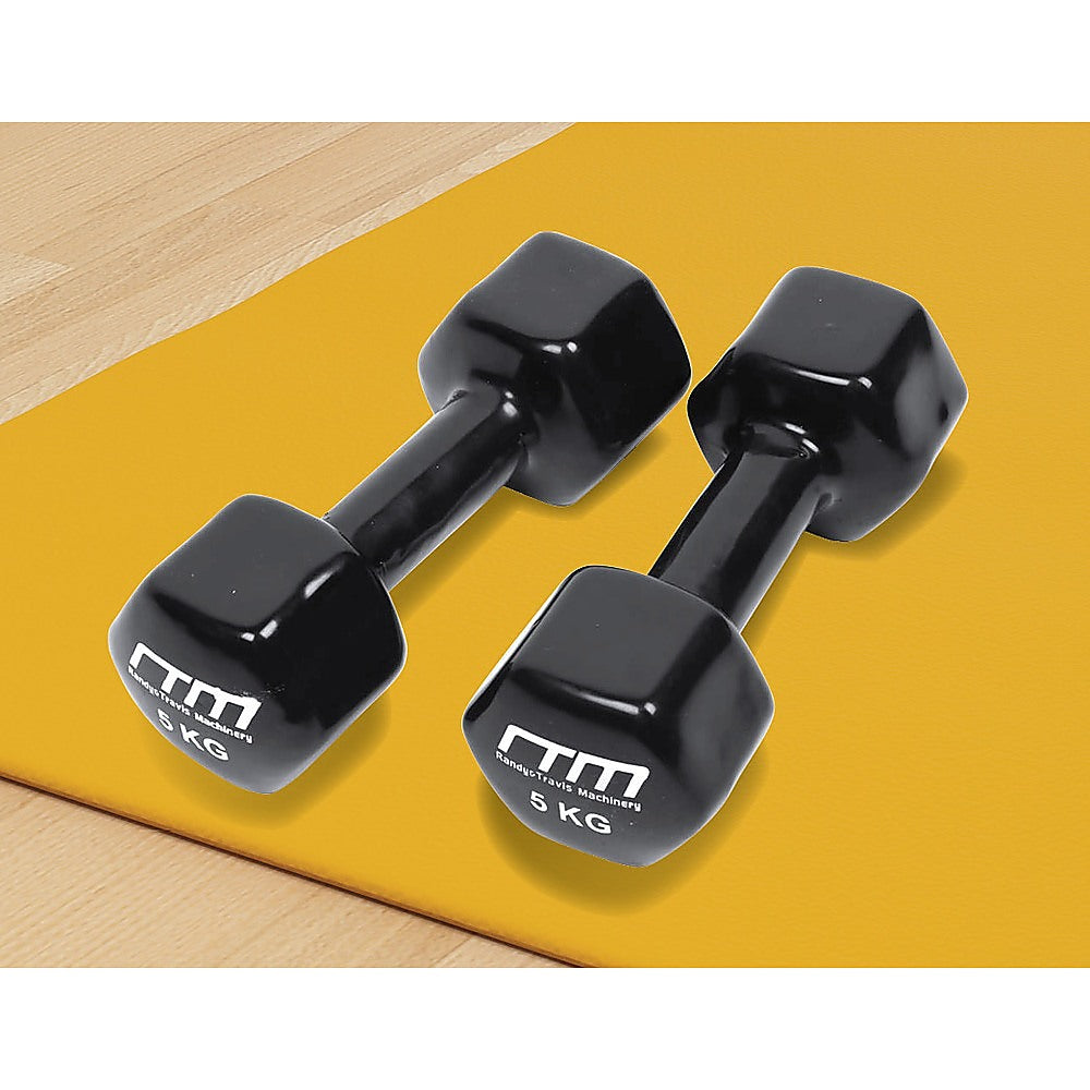5kg Dumbbells Pair PVC Hand Weights Rubber Coated Does not apply
