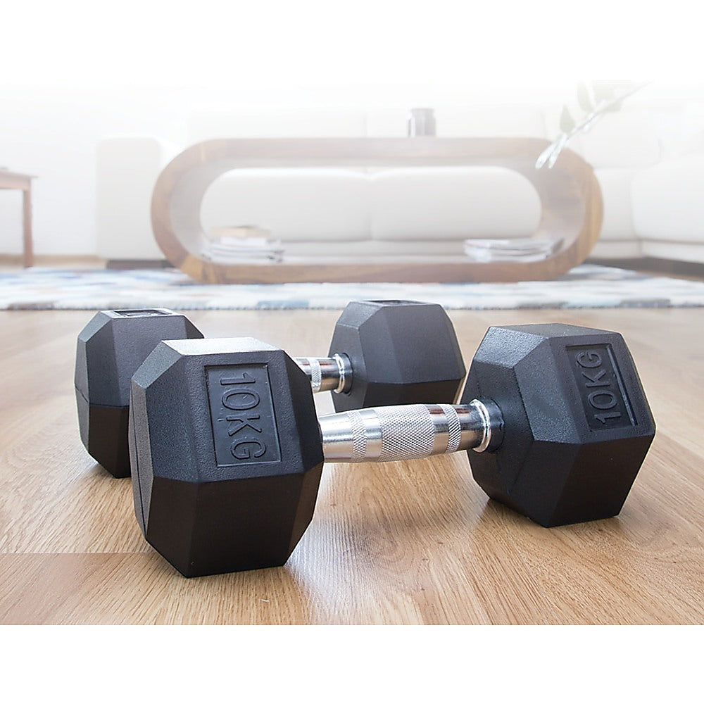 10KG Commercial Rubber Hex Dumbbell Gym Weight Does not apply
