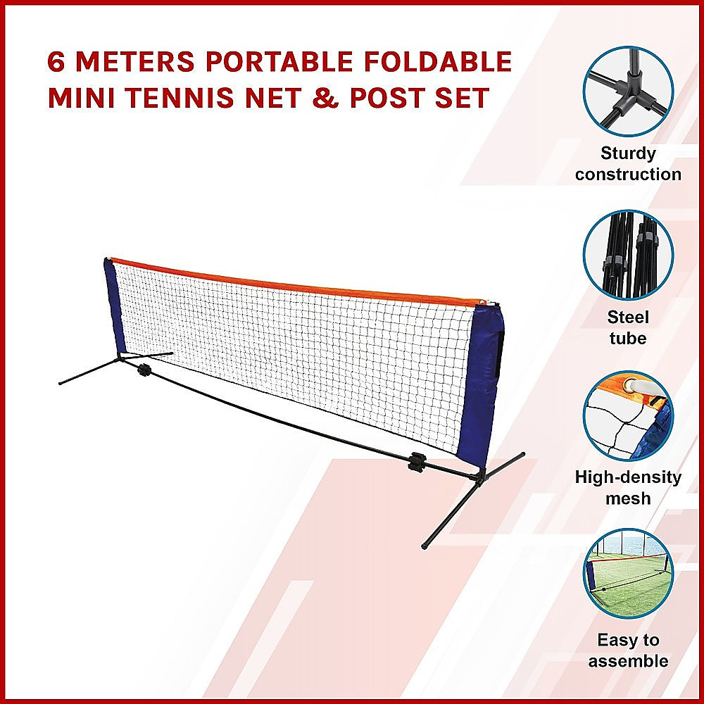 6 Meters Portable Foldable Mini Tennis Net & Post Set Does not apply