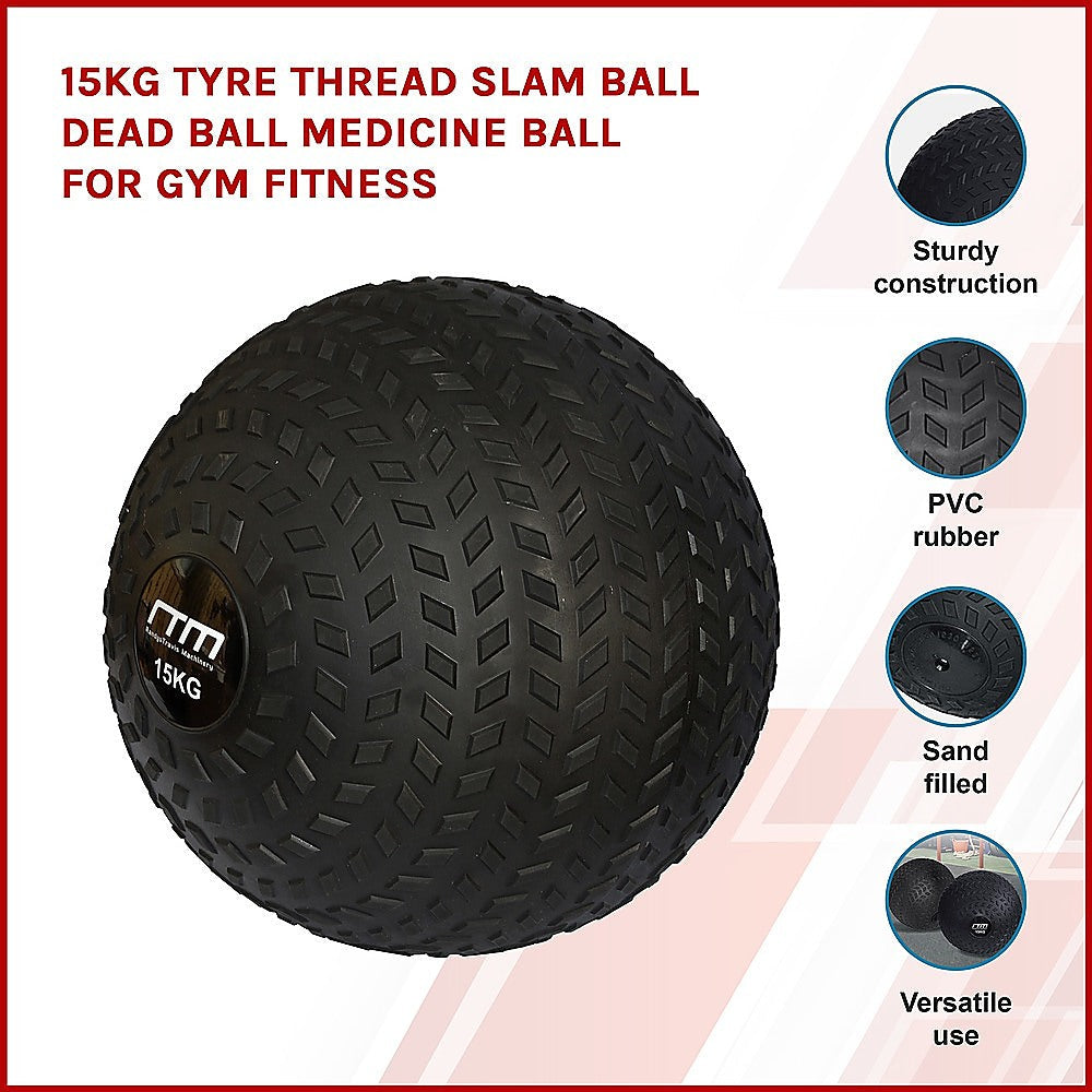 15kg Tyre Thread Slam Ball Dead Ball Medicine Ball for Gym Fitness Does not apply