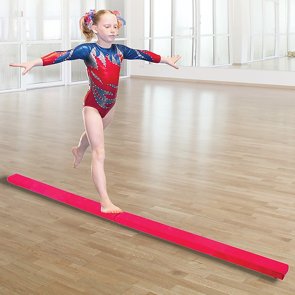 2.4m (8FT) Gymnastics Folding Balance Beam Pink Synthetic Suede Does not apply