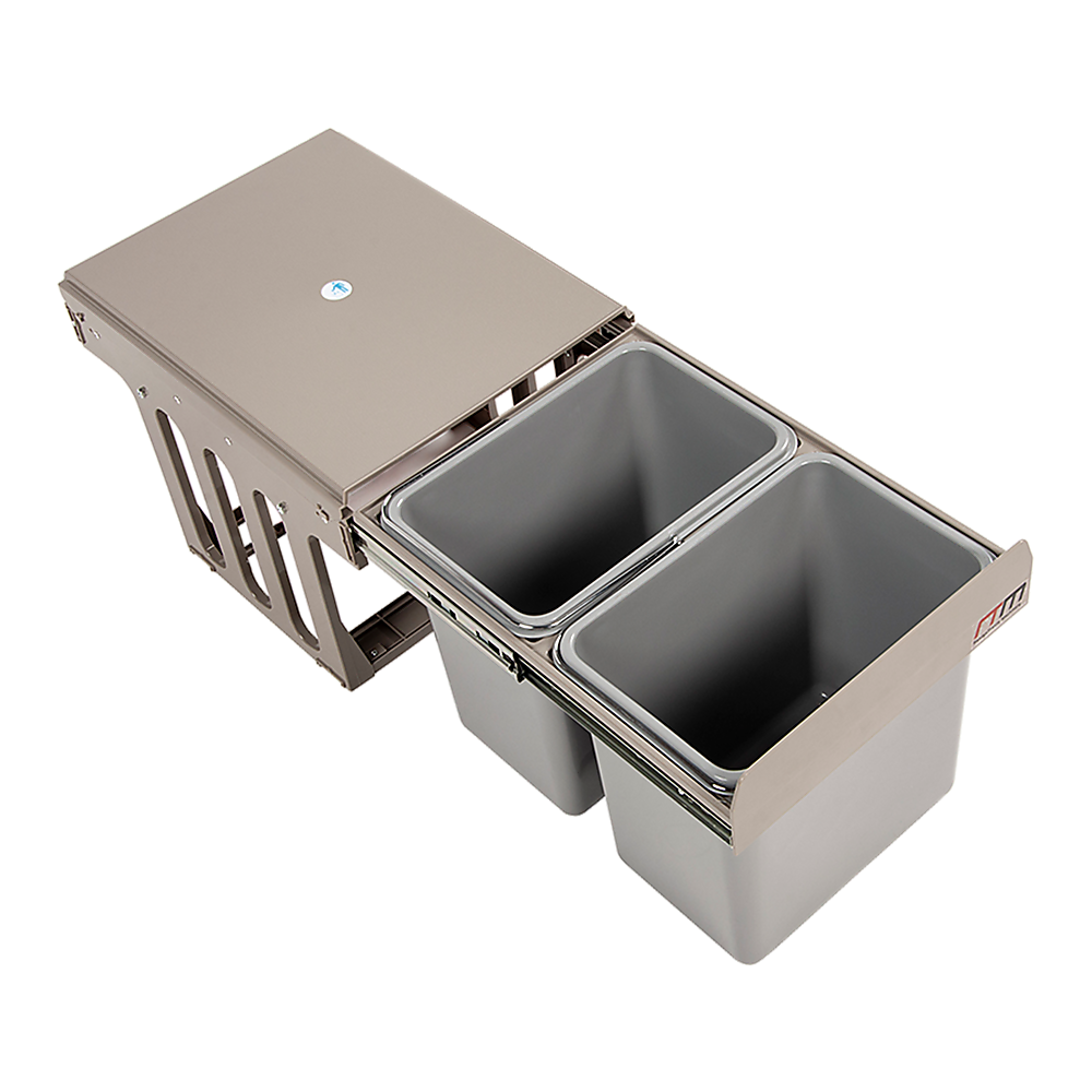 2x 15L Pull Out Trash Bin Dual Kitchen Garbage Waste Basket Cabinet Bin Does not apply