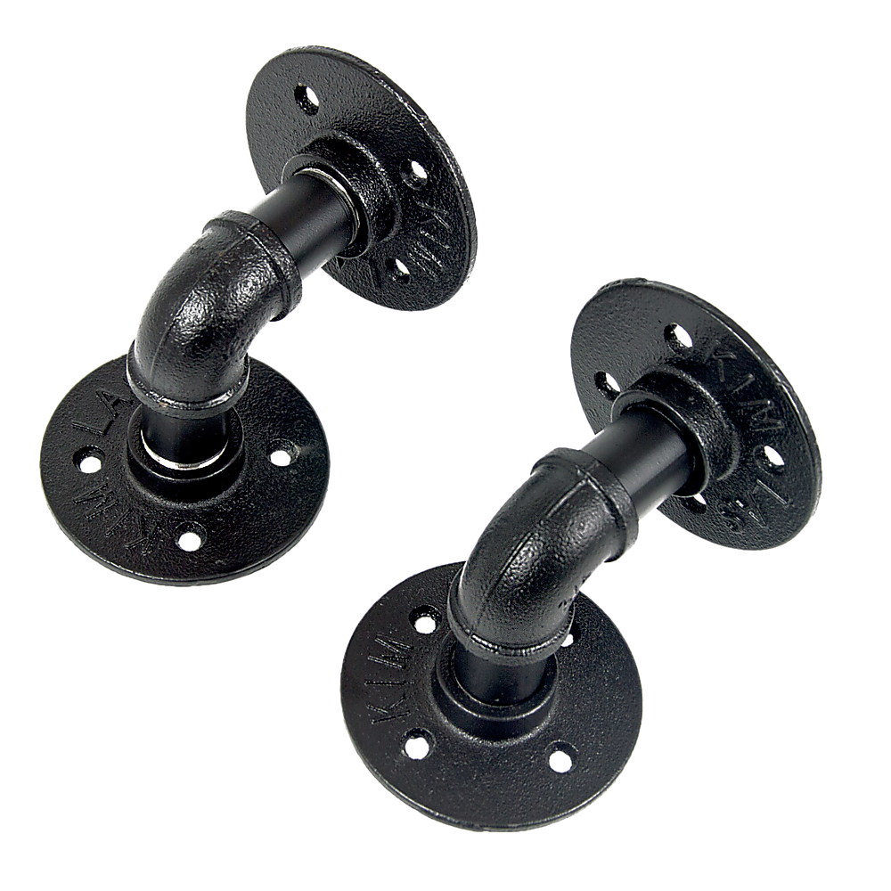 Industrial Black Iron Pipe Bracket Wall Mounted Floating Shelf - Set of 2 Does not apply
