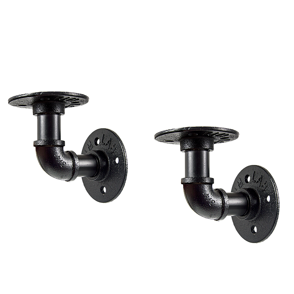 Industrial Black Iron Pipe Bracket Wall Mounted Floating Shelf - Set of 2 Does not apply