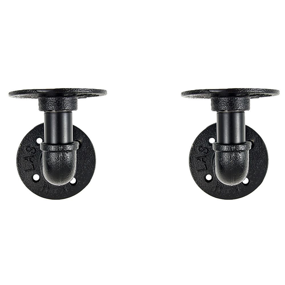 Industrial Black Iron Pipe Bracket Wall Mounted Floating Shelf - Set of 2 Does not apply