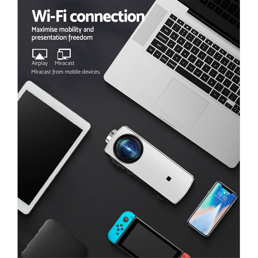 Mini Video Projector Wifi USB HDMI Portable 4000 Lumens HD 1080P Home Devanti