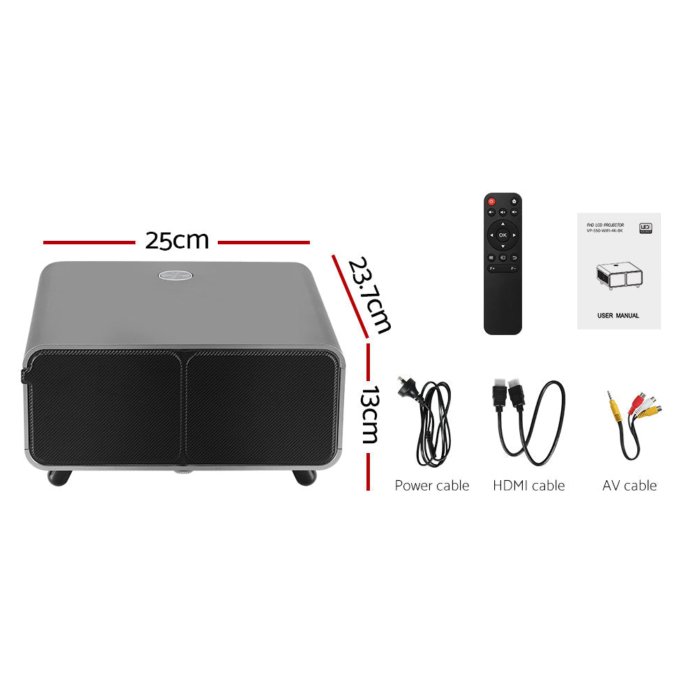 Devanti 2.4G/5G Wifi Video Projector 4K 1080P Home Cinema Screen Cast HDMI Devanti