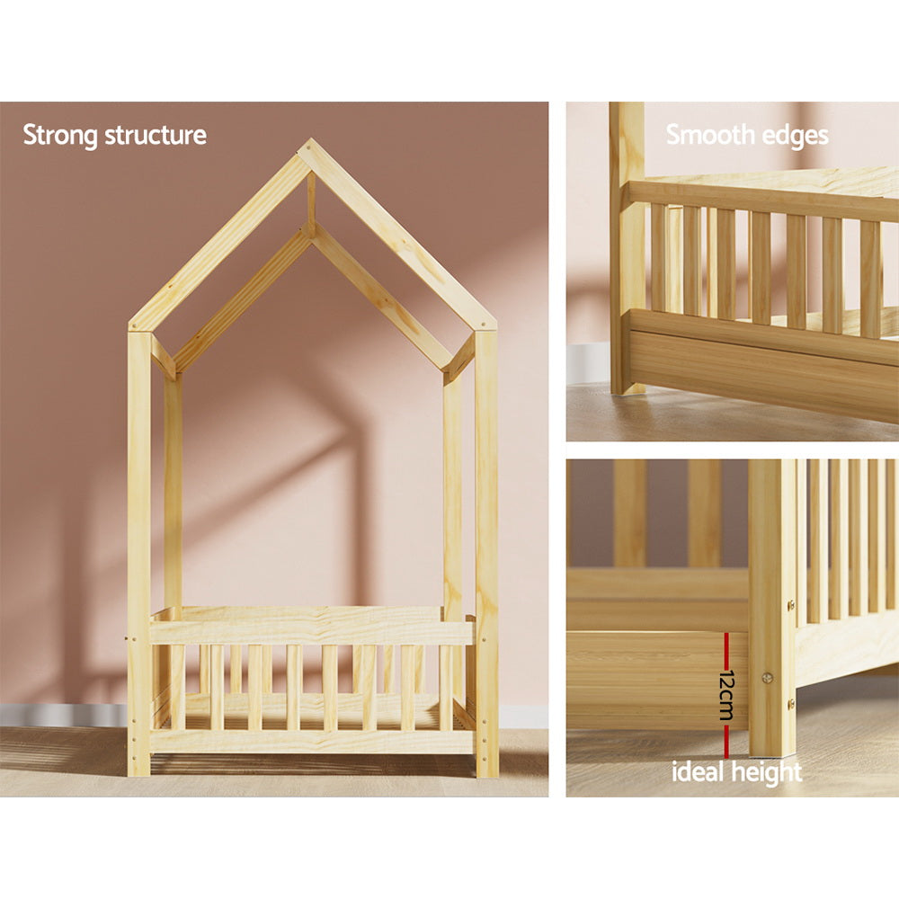 Artiss Wooden Bed Frame Single Size House Frame Pine Timber Base Platform Oak Artiss
