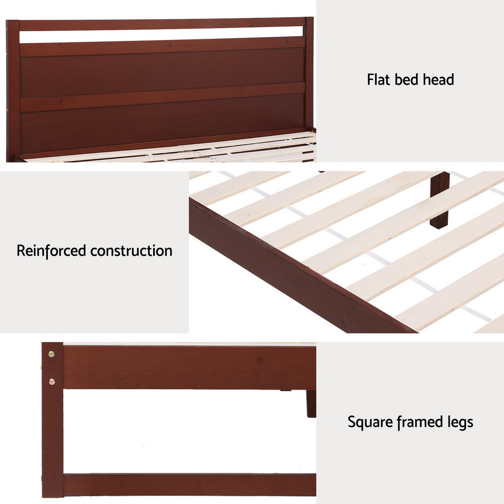 Artiss Bed Frame King Single Size Wooden Walnut WITTON Artiss