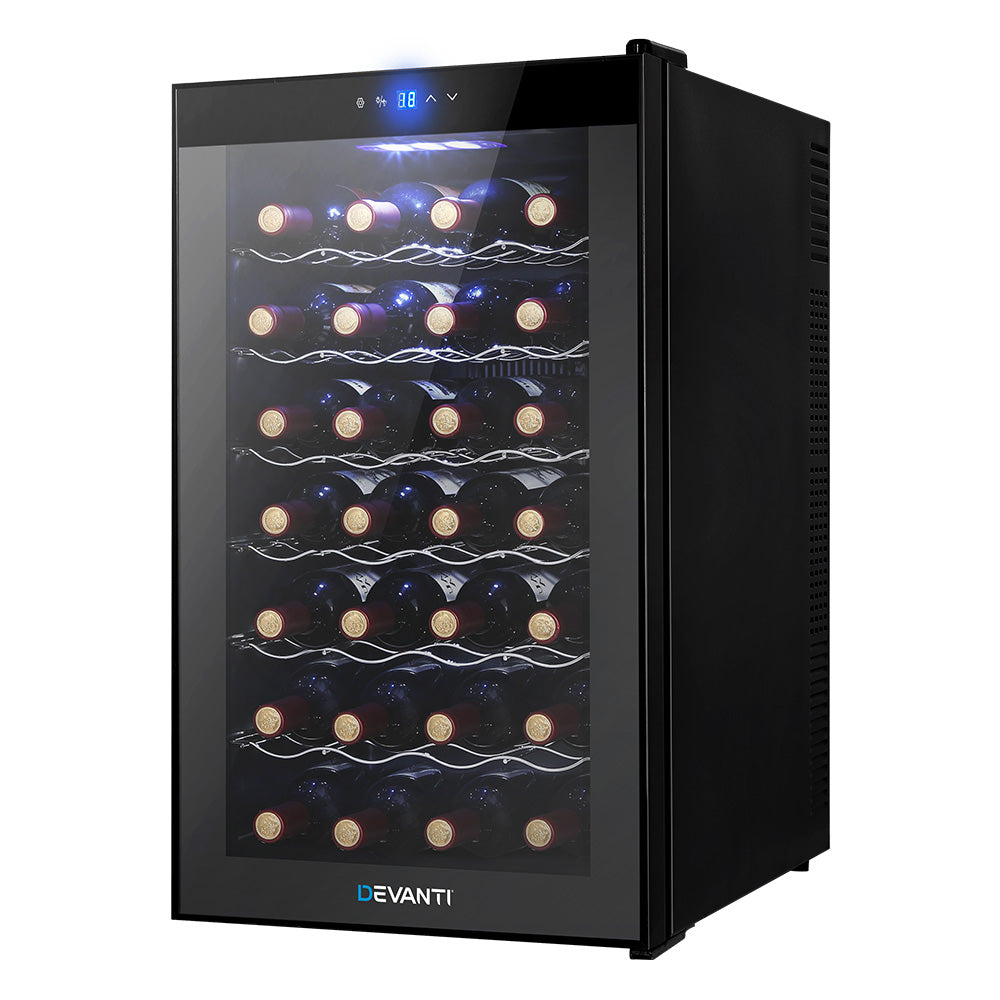 Devanti Cooler 28 Bottles Glass Door Beverage Cooler Thermoelectric Fridge Black freeshipping - Awezingly