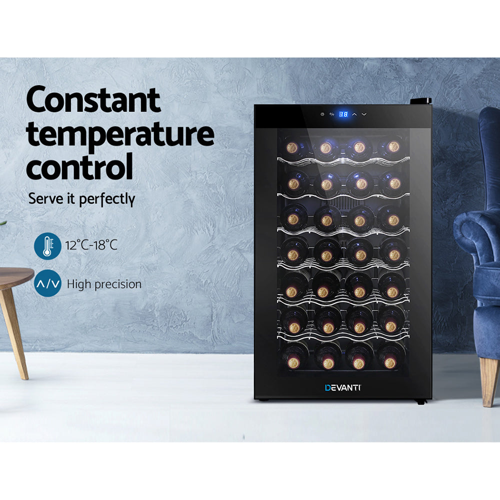 Devanti Cooler 28 Bottles Glass Door Beverage Cooler Thermoelectric Fridge Black freeshipping - Awezingly