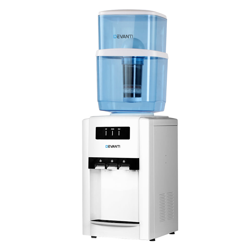 Devanti 22L Bench Top Water Cooler Dispenser Filter Purifier Hot Cold Room Temperature Three Taps freeshipping - Awezingly