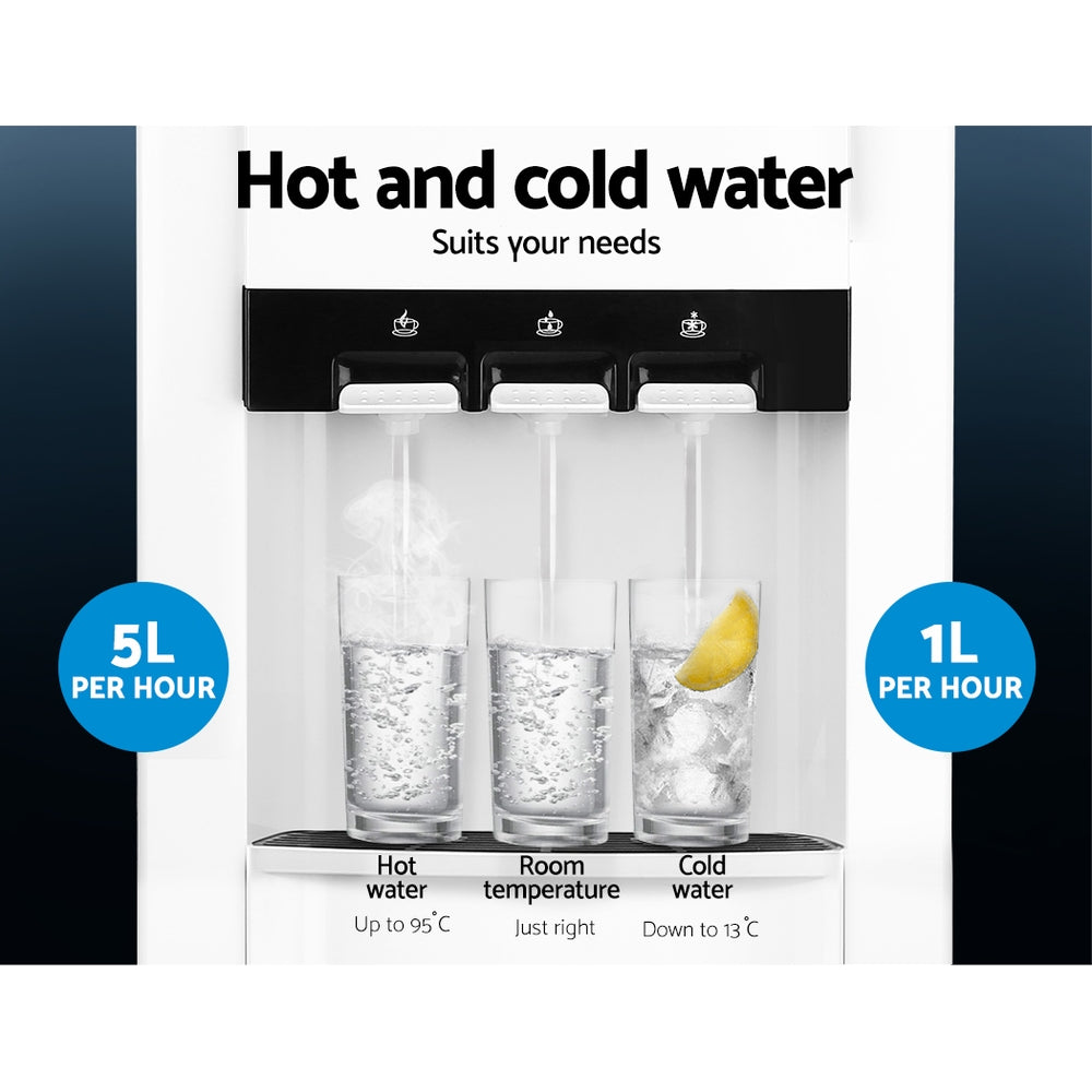 Devanti 22L Bench Top Water Cooler Dispenser Filter Purifier Hot Cold Room Temperature Three Taps freeshipping - Awezingly