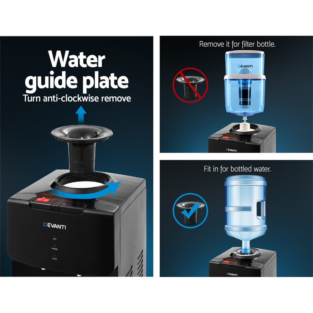 Devanti Water Cooler Chiller Dispenser Bottle Stand Filter Purifier Office Black freeshipping - Awezingly