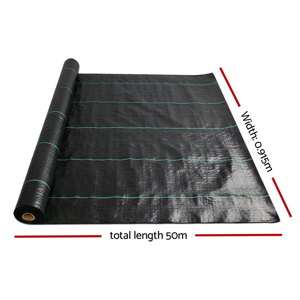 Instahut 0.915m x 50m Weedmat Weed Control Mat Woven Fabric Gardening Plant Instahut
