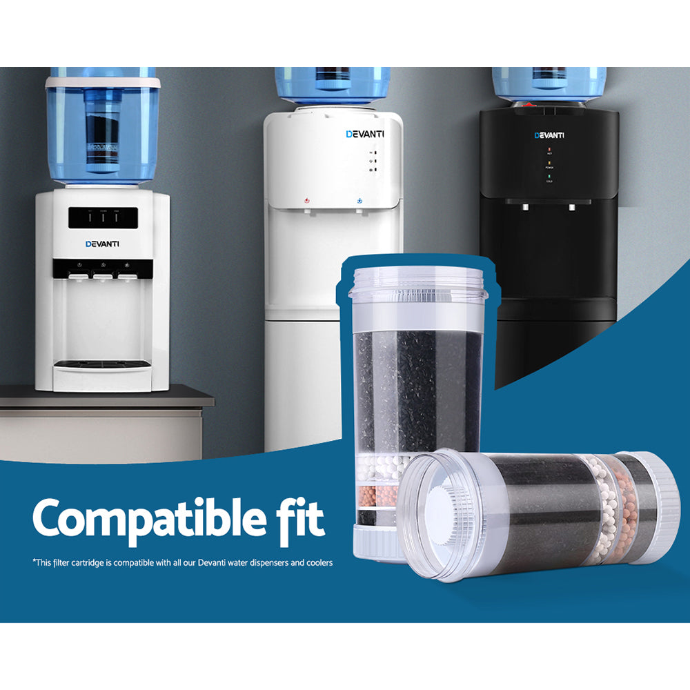 Devanti Water Cooler Filter Purifier 2 Pack Ceramic Carbon Mineral Cartridge Devanti