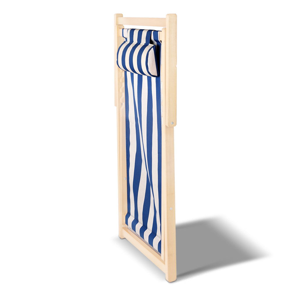 Artiss Fodable Beach Sling Chair - Blue & White freeshipping - Awezingly