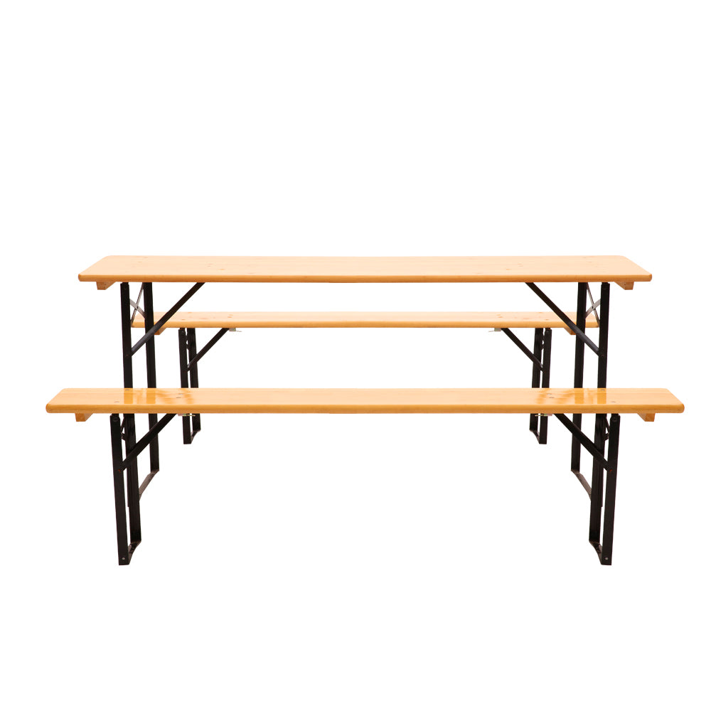 Gardeon Wooden Outdoor Foldable Bench Set - Natural Gardeon
