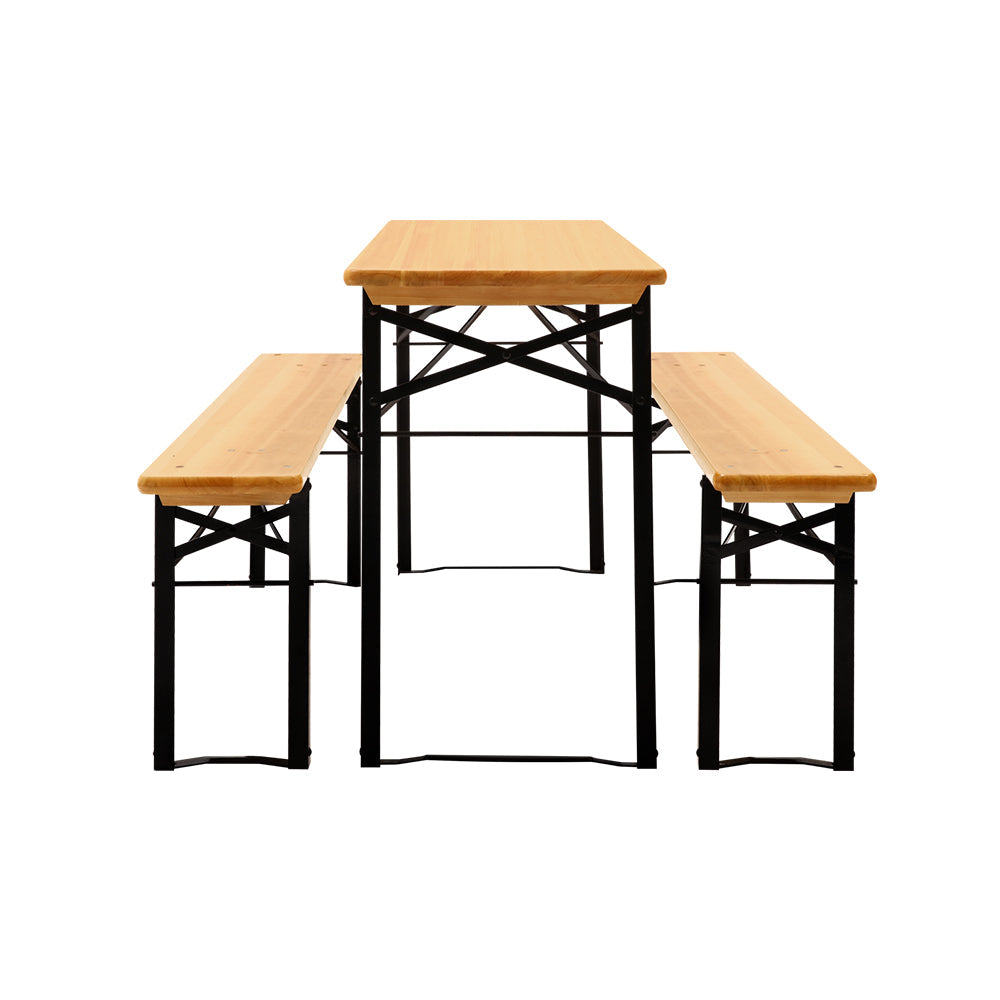 Gardeon Wooden Outdoor Foldable Bench Set - Natural Gardeon