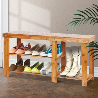 Artiss Bamboo Shoe Rack Bench