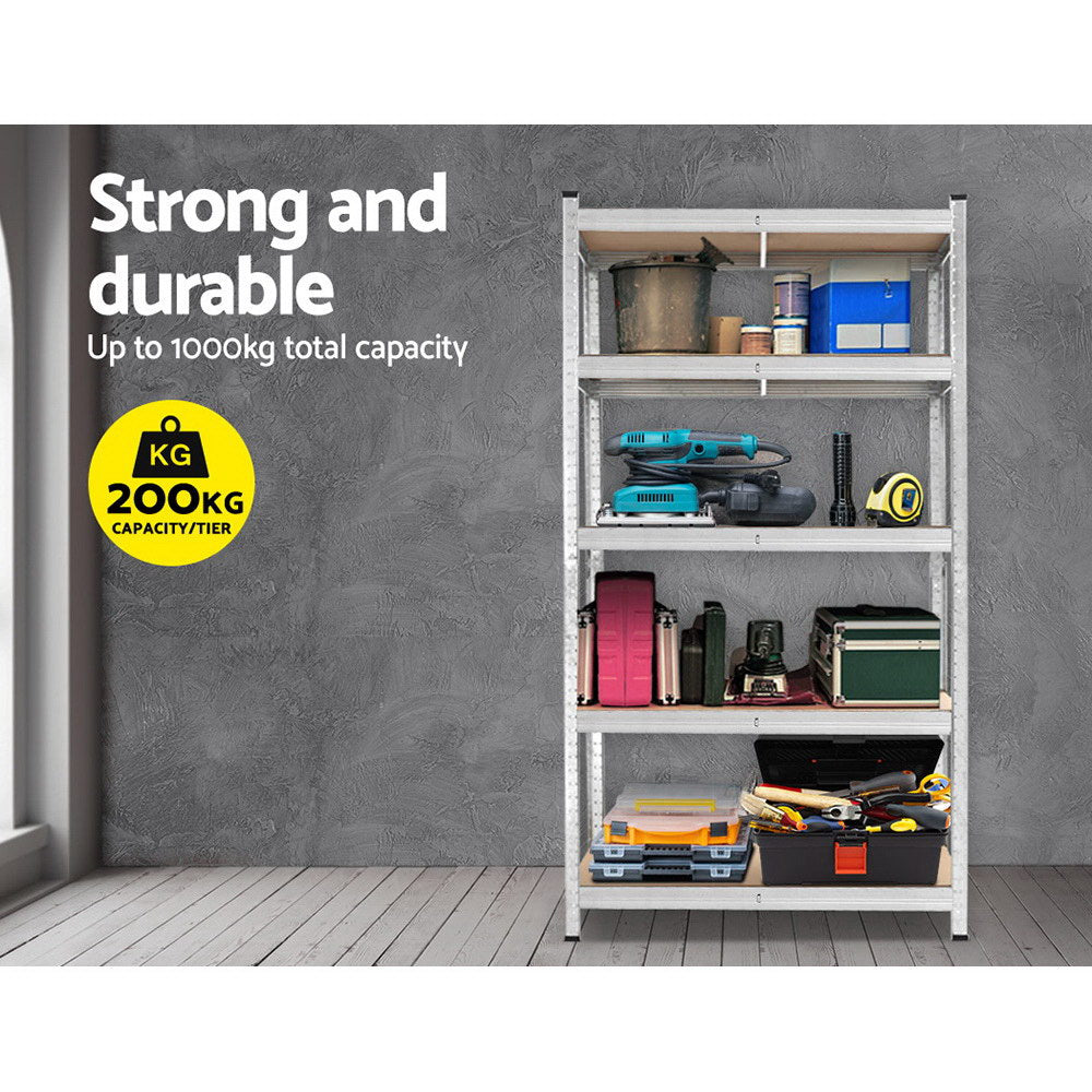 Giantz 1.8M Warehouse Racking Rack Shelving Garage Steel Metal Storage Shelves Silver freeshipping - Awezingly