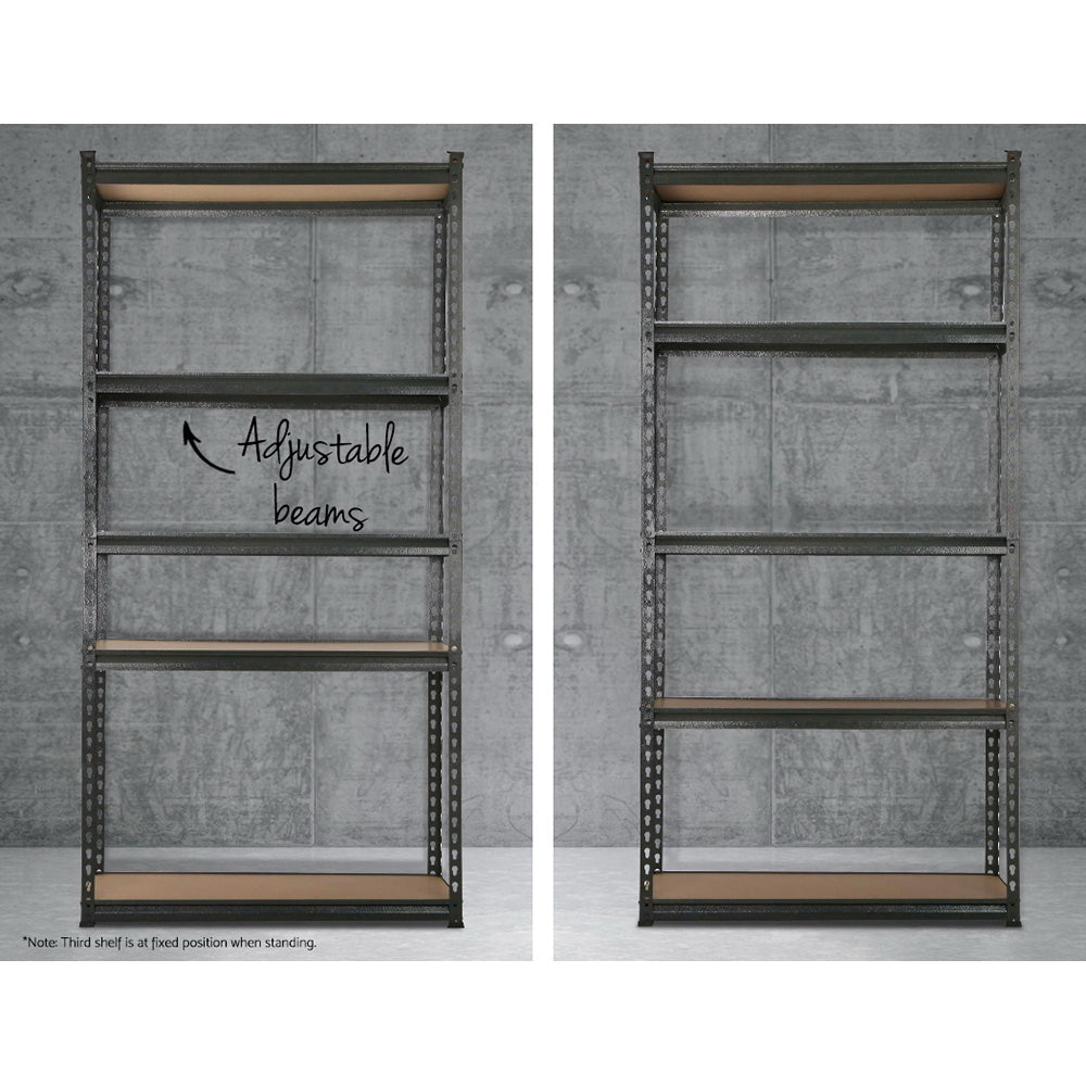 2x1.8M 5-Shelves Steel Warehouse Shelving Racking Garage Storage Rack Grey freeshipping - Awezingly