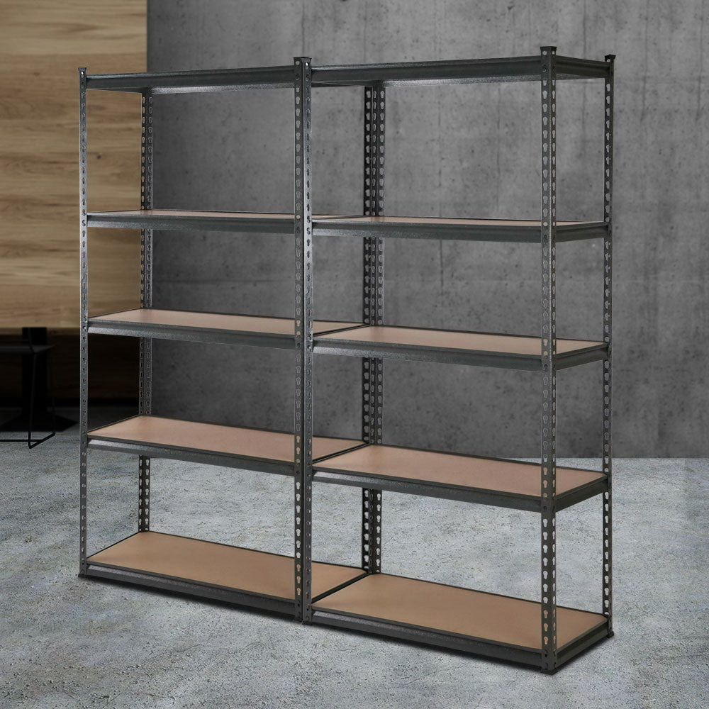 2x1.8M 5-Shelves Steel Warehouse Shelving Racking Garage Storage Rack Grey freeshipping - Awezingly