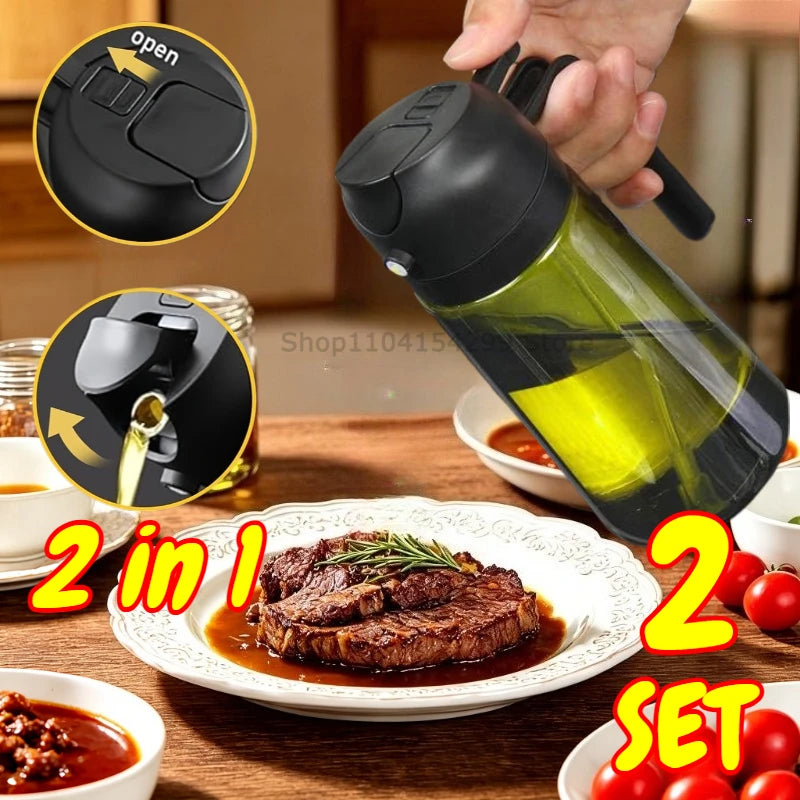 2 in 1 Olive Oil Sprayer Dispenser Baking Cooking BBQ Spray Bottle Kitchen Tool Awezingly