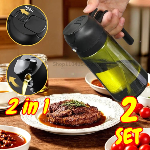 2 in 1 Olive Oil Sprayer Dispenser Baking Cooking BBQ Spray Bottle Kitchen Tool Awezingly
